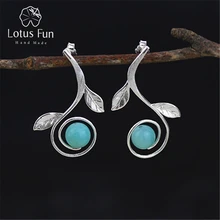 Lotus Fun реальные 925 Серебро Природный ручной Fine Jewelry свежие отрасли цветок серьги для женщин brincos