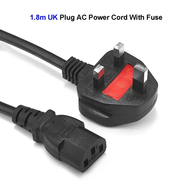 UK Plug Kettle Power Cable British Main IEC C13 AC Power Supply Lead