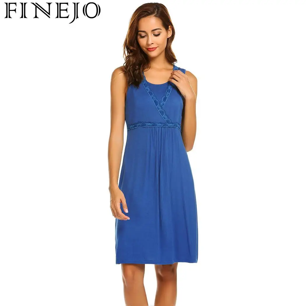 

Dress Nursing Women Sleepwear Breastfeeding Nightgown Maternity Sleeveless