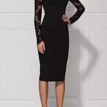 ; новинка года; модные черные вечерние кружевные бандажные платья с высоким воротом и длинными рукавами; платье+ костюм