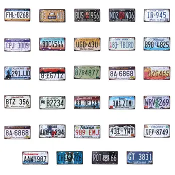 

2019 USA Vintage Metal Tin Signs Route Car Number License Plate Plaque Poster Bar Club Wall Garage 16*30cm
