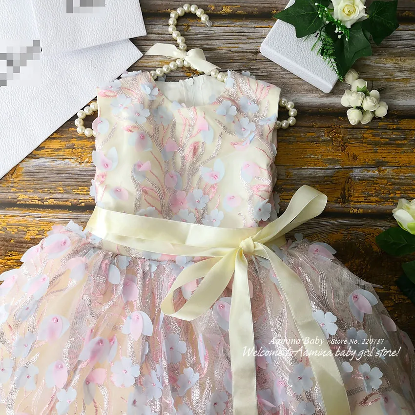 R138 Retail New Flowers Embroidery Costume Tutu Princess Baby Girl