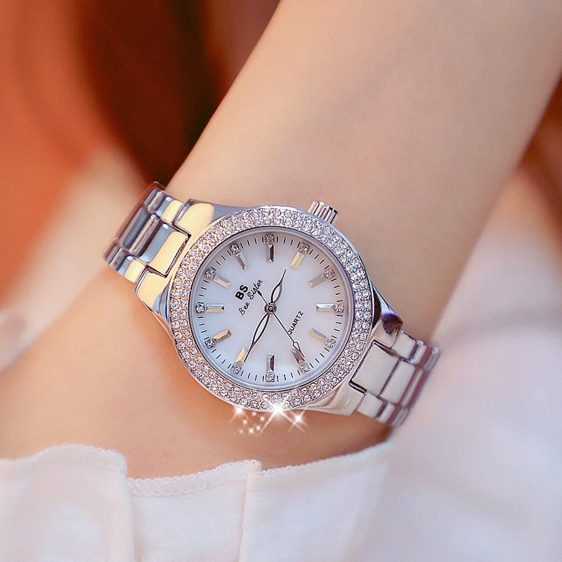 

New lady Crystal Watch Luxury Silver Quartz Watches Female Stainless Steel Wristwatch Fashion Women Dress Watch Girls Gift