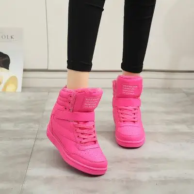 225m x plush lining Высокие кроссовки на скрытой танкетке; женская дышащая обувь для тренировок; женские спортивные зимние ботинки; женские кроссовки для бега - Цвет: 225m x plush lining