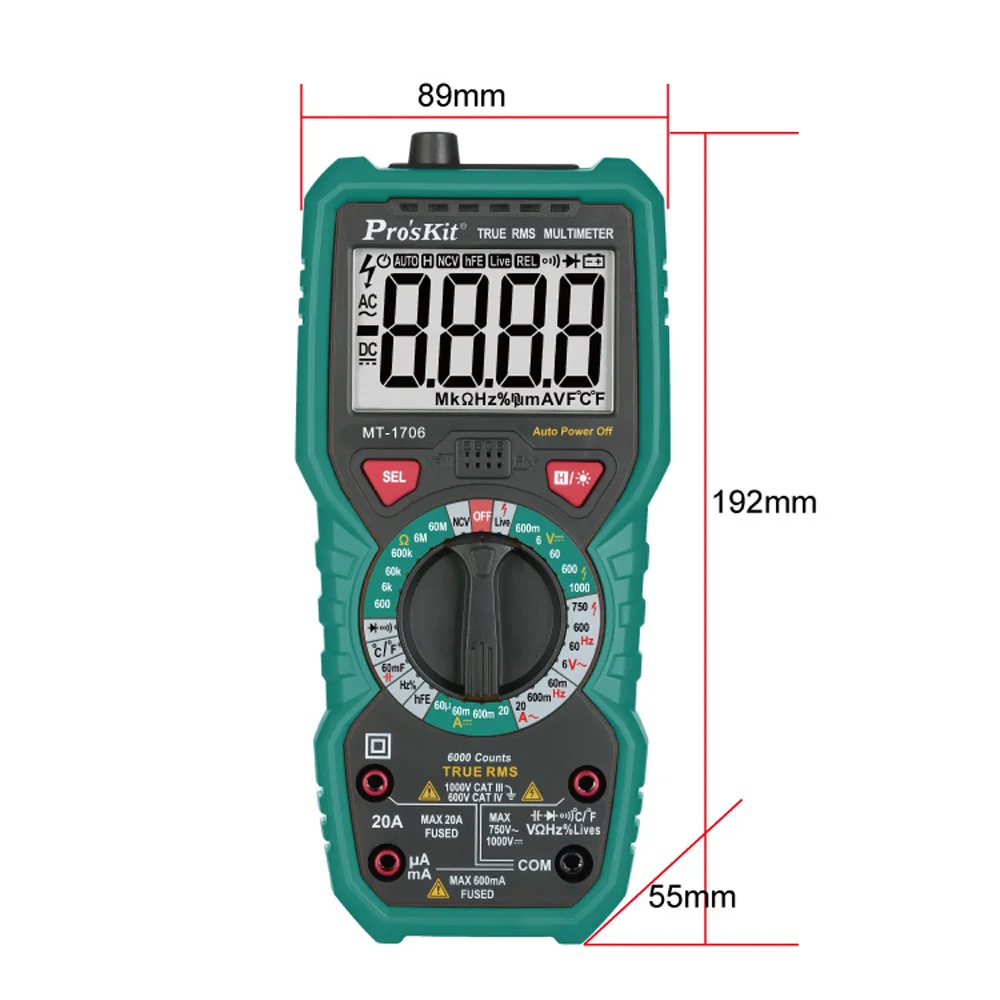 Pro'skit MT-1706 Высокоточный Многофункциональный мультиметр анти-сжигание номер AC Конденсатор постоянного тока бытовые инструменты для обслуживания
