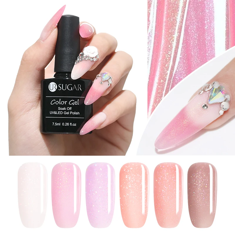 

UR SUGAR 7.5ml Holographic Glitter Quick Extension Gel Acrylic Poly UV Gel Finger Building Soak Off UV Gel Varnish Nail Art DIY