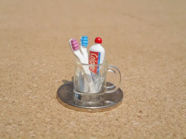 

1:12 dollhouse miniature Mini Toothpaste toothbrush Kitchen toy match for forest animal family collectible Gift
