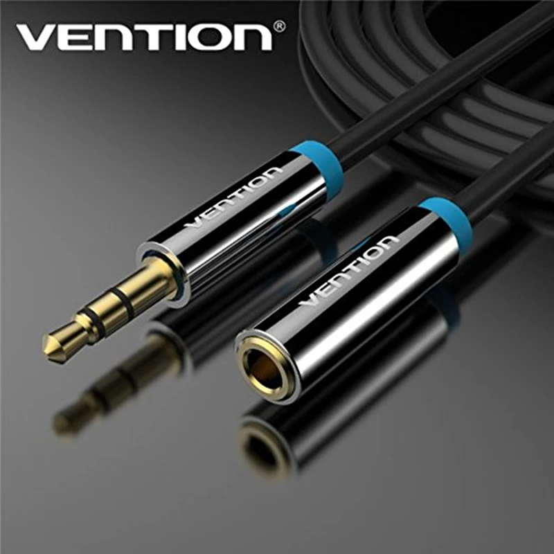 Vention 3,5 мм штекер Женский аудио кабель, 1,5 м/3FT Черный наушников Aux кабель-удлинитель для PC/DVD/ТВ/Car компьютер аудио
