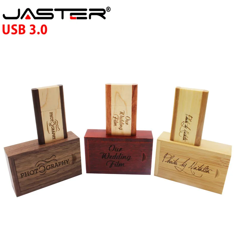 JASTER USB 3,0 вращающийся деревянный usb флеш-накопитель 64 ГБ 16 ГБ 32 ГБ карта памяти usb creativo логотип гравировка свадебные подарки