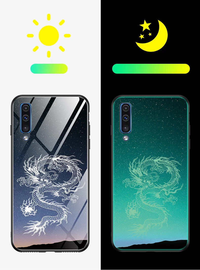 Для samsung Galaxy A50 A30 чехол Роскошный светящийся жесткий закаленное стекло защитный чехол на заднюю панель для samsung a30 a50
