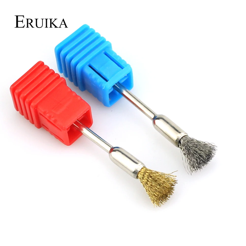 

ERUIKA 1pc Golden Copper Wire Nail Drill Cleaning Brush for Electric Manicure Drills Bit Cleaner Portable Tool Silver Steel Wire