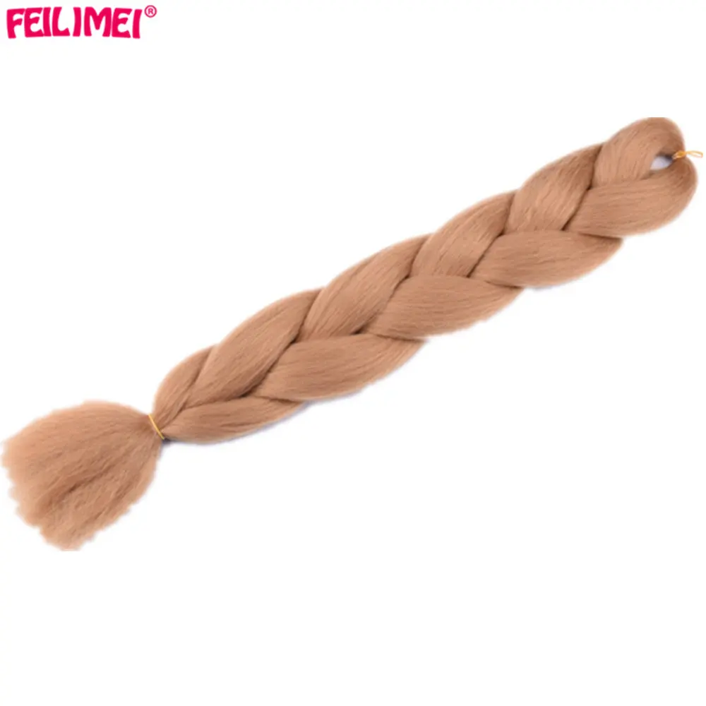 #1 Feilimei Ombre Jumbo плетеные волосы для наращивания, синтетические термостойкие цветные вязаные косички, пряди для волос для женщин - Цвет: #1