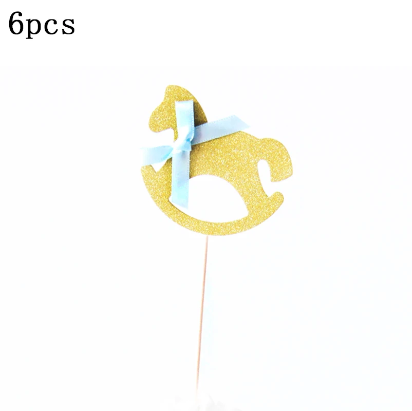 6pcs 1 компл. с первого дня рождения кекс топперы 1st для маленьких мальчиков украшения для девочек я один мой вечерние год поставки - Цвет: 6pcs