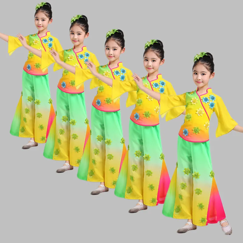 Дизайн детей вентилятор Yangko классические танцевальные выступления Костюмы для Обувь для девочек желтый Танцевальная и сценическая одежда