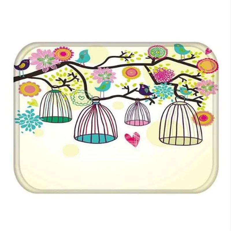 Цветок Птица Дерево Узор противоскользящие замшевые коврики под дверь коврики Открытый Kithchen гостиная ковер