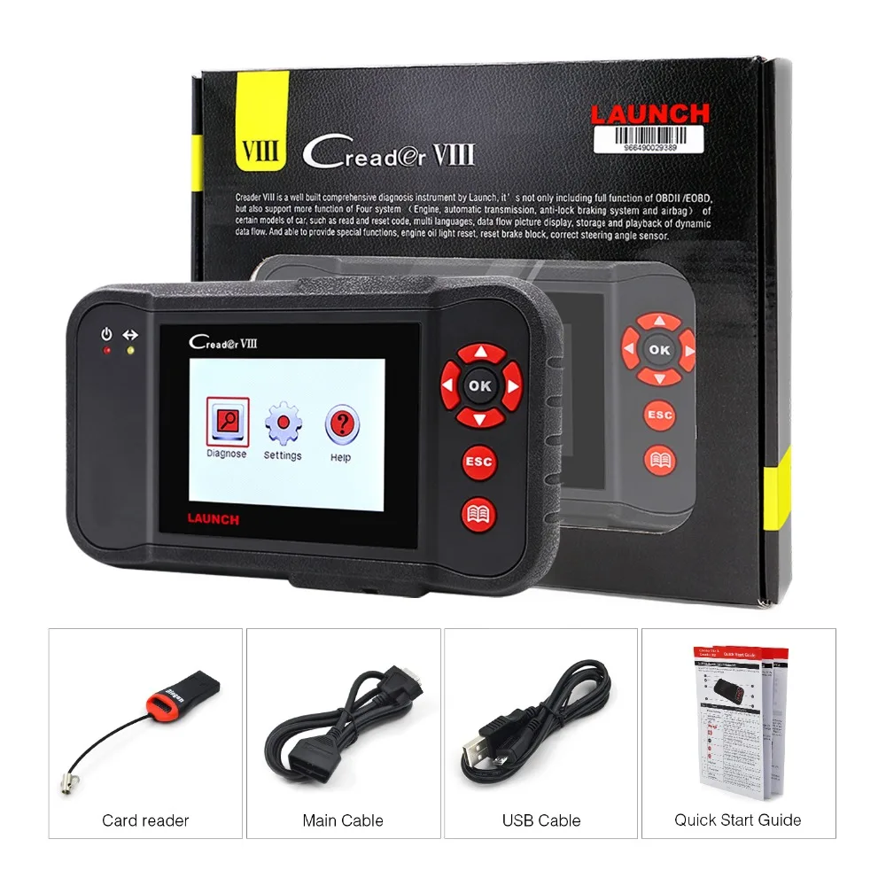 LAUNCH X431 Creader 8 obd2 считыватель кода EOBD сканер тестер ENG/ABS/SRS/Подушка безопасности +