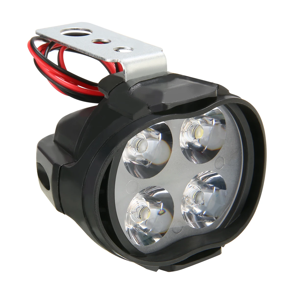 

1pc Motorcycle 4 LED White Headlight Fog Light 12W 12V Spot Lamp Black ABS Plastic Shell For E-bike Autobike