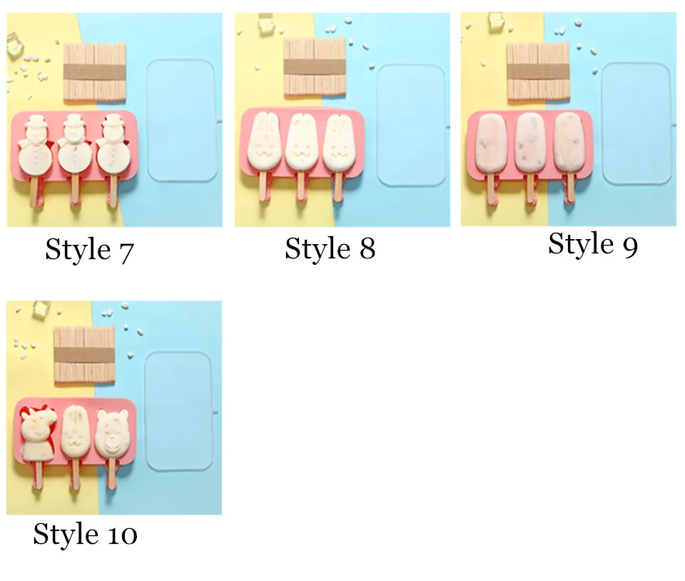 10 стилей DIY силиконовая форма для мороженого формы для Фруктового мороженого держатель для мороженого Форма для замороженного льда с палочками для мороженого крышка кухонный инструмент
