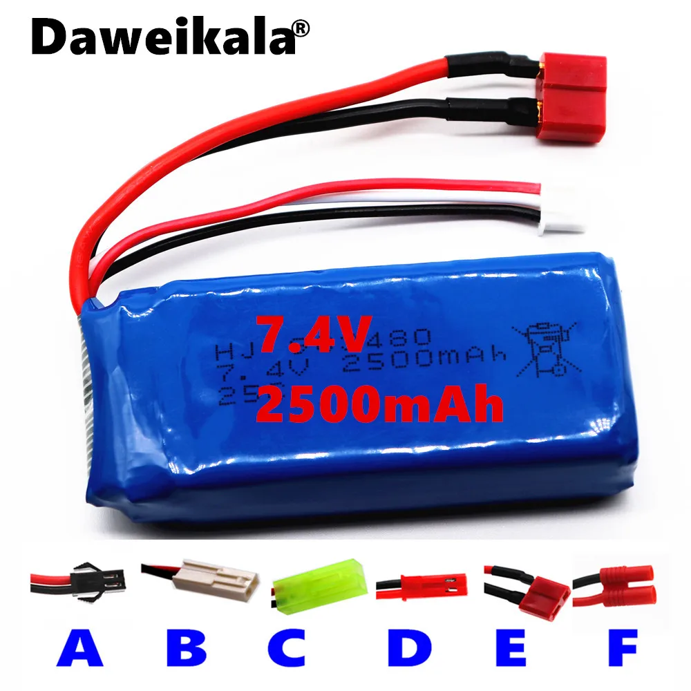 

New big battery 2500mAh 2S 7.4V 25C Lipo Battery Helicopter Battery Syma X8 X8W X8G with voltage protection board