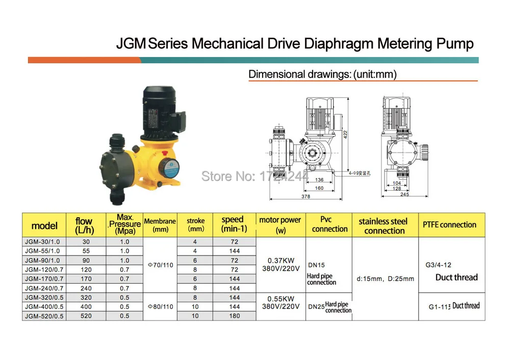 JGM-30/1,0 нержавеющая сталь 304 механический привод мембранный дозирующий насос 220 v/380 v
