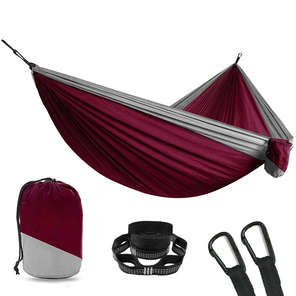 

2 Person Double Camping Hammock With 2pcs Tree Straps XL 10 Foot Nylon Portable Heavy Duty Holds 700lb for Sitting Hanging Sale