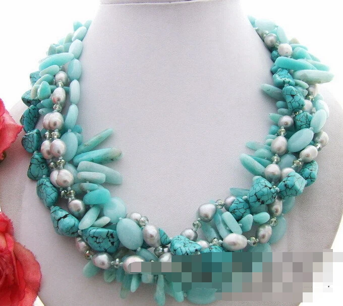 

0223 Turquoise&Amazonite&Jade&Crystal Necklace