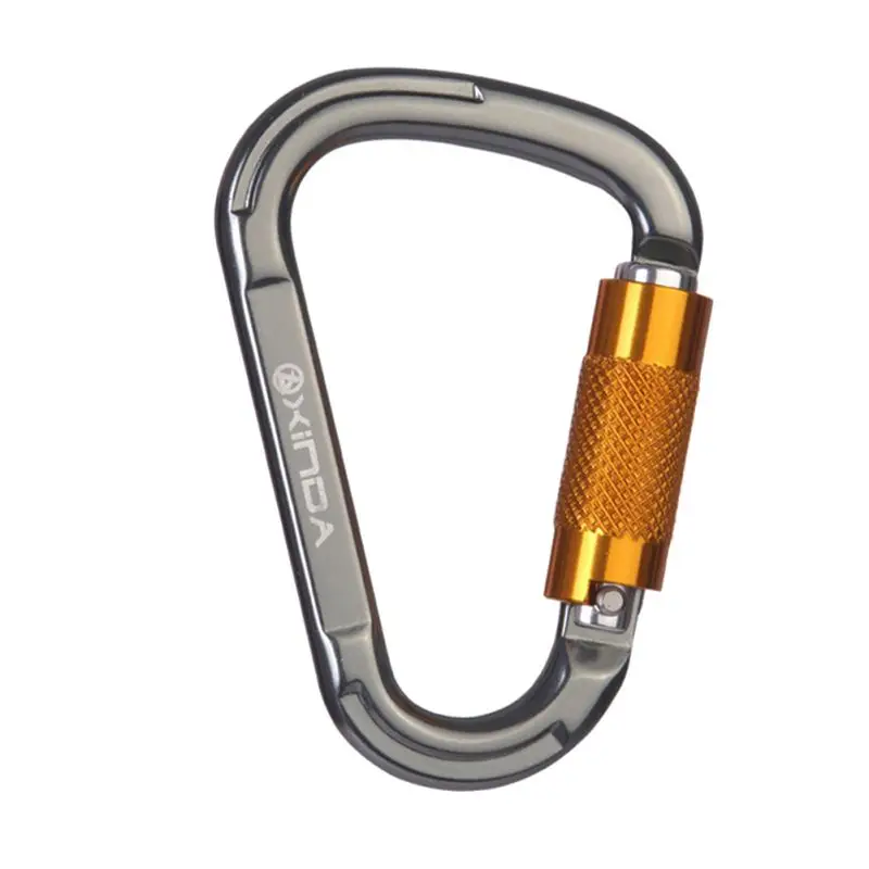 D-shape Climbing Carabiner 45KN Quickdraw Steel Safety Lock Buckle Outdoor Camp 