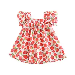 Детское платье для девочек; летняя одежда с цветочным узором; платье с расклешенными рукавами для девочек; хлопковый Детский сарафан для