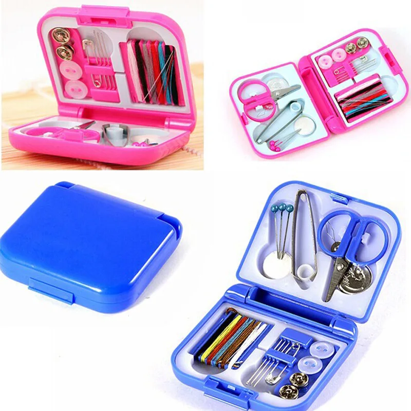 

Portable Travel Sewing Set Kits Storage Box Needle Threads Scissor Thimble Buttons Pins Home Sewing Accessories