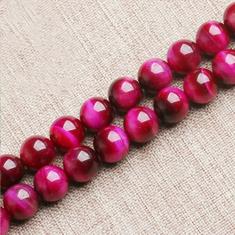

A Strand 15.5'' Natural 6mm 8mm 10mm 12mm 14mm Rose Tiger Eyes Stone Smooth Loose Beads Jewelry DIY Beads
