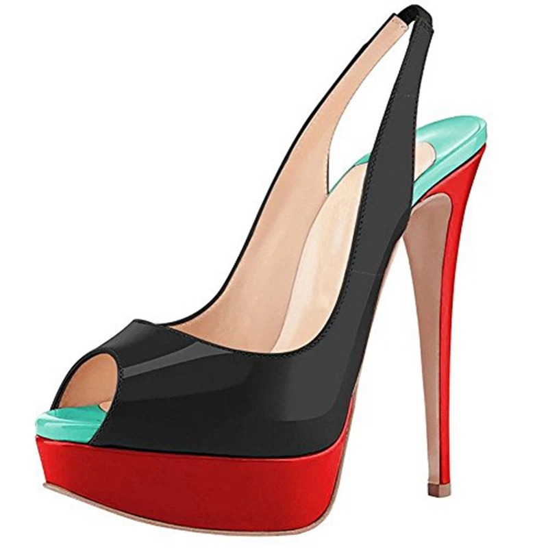 ORCHA LISA/туфли-лодочки на очень высоком каблуке вечерние туфли на платформе женские лакированный кожаный женский черный тонкий каблук с открытым носком, большие размеры 46