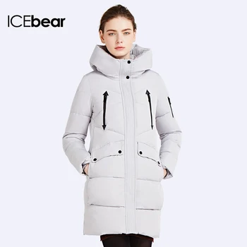 ICEbear 2016 100% Polyester Soft Fabric Bio Down Five Colors Hooded Coat Woman Clothes Winter Jacket With Pockets 16G6155