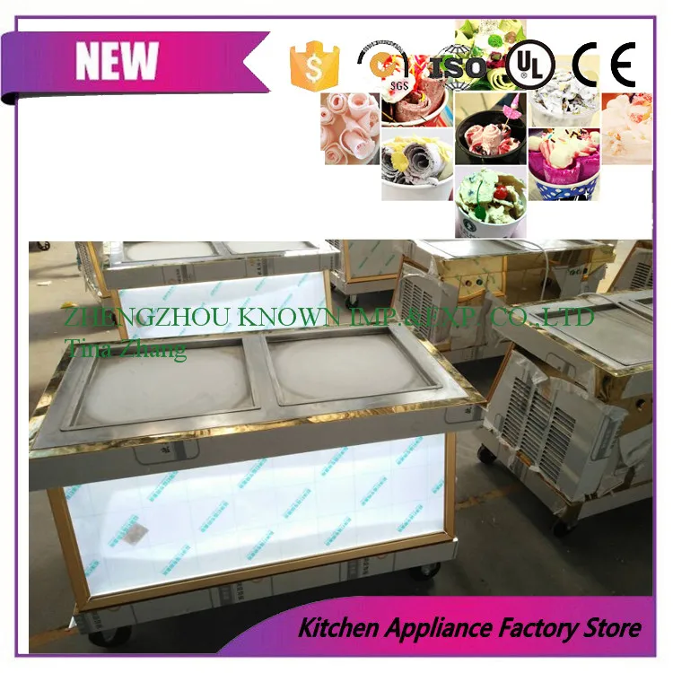 Free shipping CE R410 double pan 110V fried ice machine Fancy cream rolls | Бытовая техника