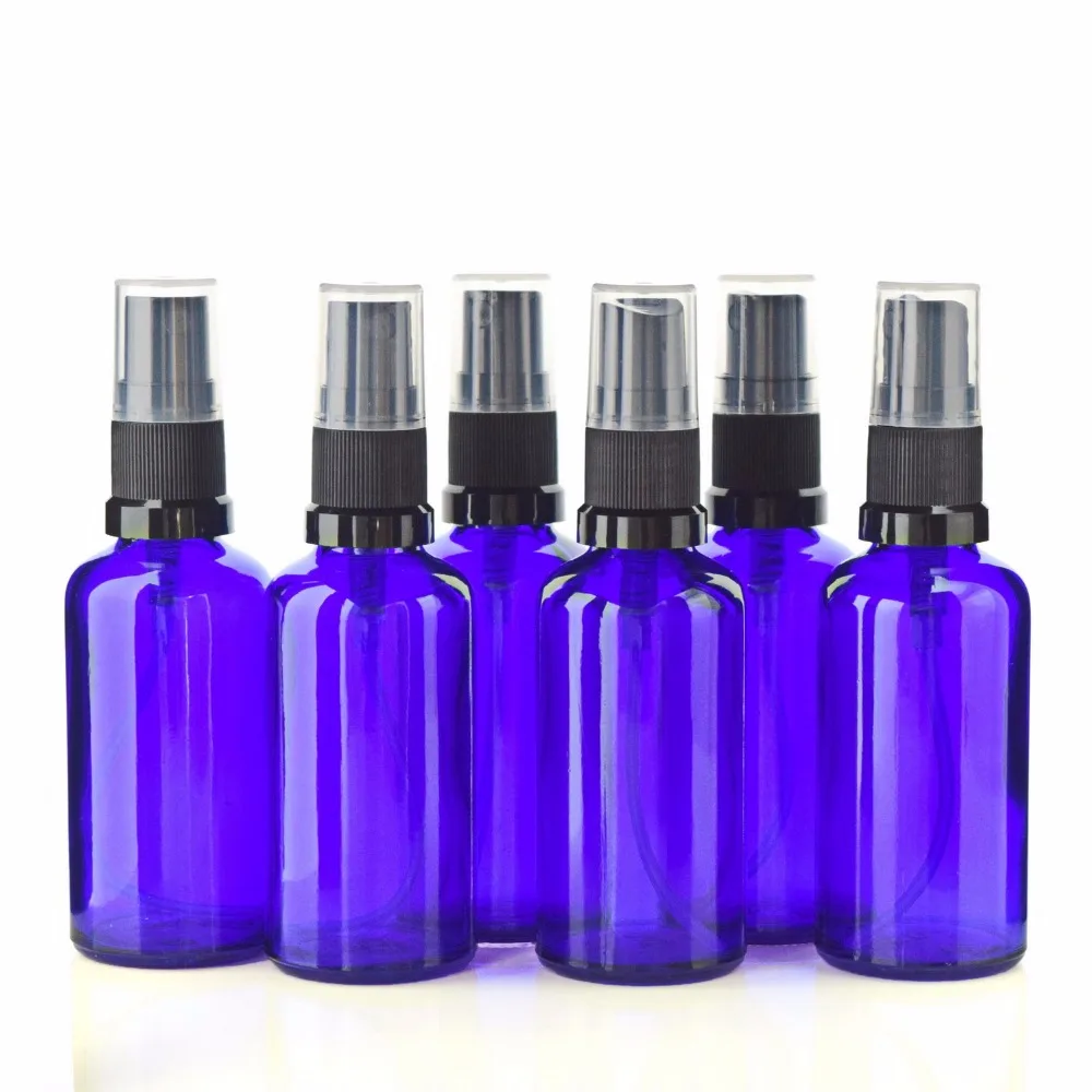 

6pcs Empty Refillable 50ml Cobalt Blue Glass Perfume Spray Bottles With Fine Mist Sprayer for Essential Oil Parfum Aromatherapy