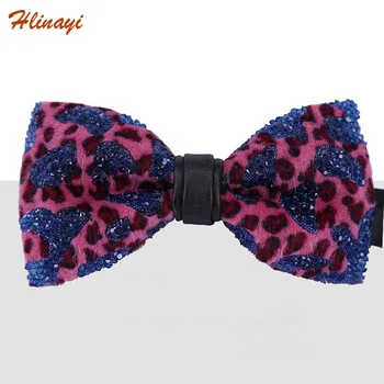 

Hlinayi 2019 Men's bow tie velvet blue crystal men's wedding crystal men's bow tie
