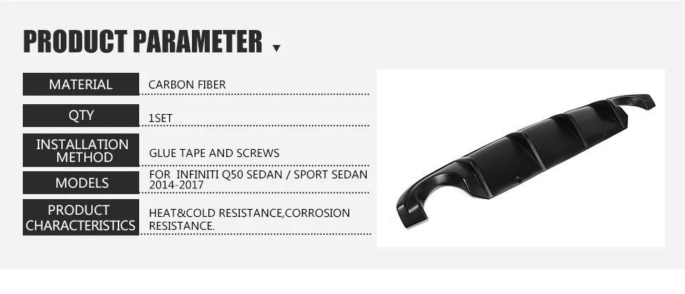PU черный Задний праймер бампер для губ Диффузор спойлер для Infiniti Q50 база и спорт седан 2013