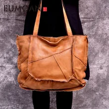 EUMOAN, кожаная сумка, женская, большая, новая, яловая кожа, женская, Ретро стиль, Литературная, простая, ручная, матовая, на плечо, сумка-мессенджер