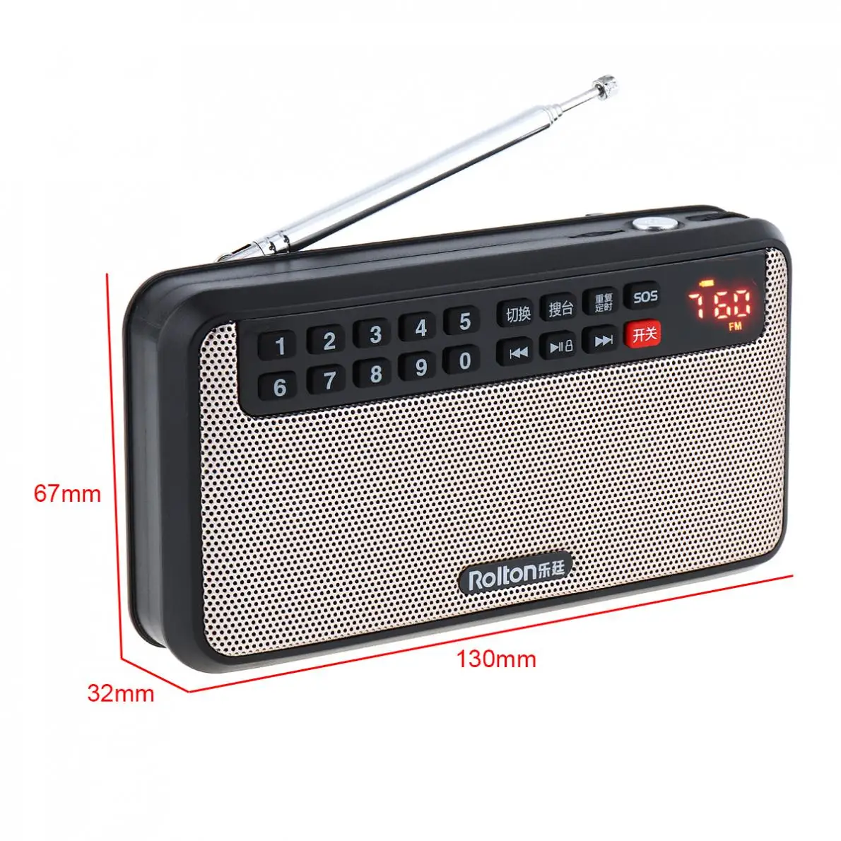 Фото Портативный fm-радиоприемник Rolton T60 с USB, светодиодный сабвуфер, mp3-плеер, фонарь, лампа, деньги, для дома и улицы №3