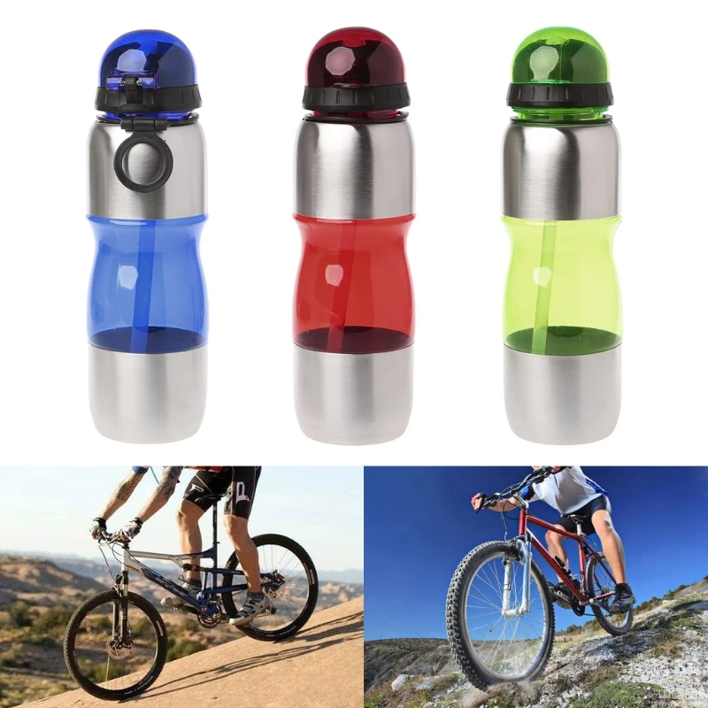 750ml Water Bottle Flip Straw Bicycle Sport Drinking Hiking Gym