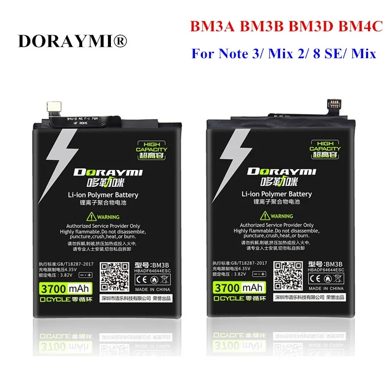 

DORAYMI BM3A BM3B BM3D BM4C Phone Battery for Xiaomi Note 3 Mix 2 8 SE Mix Note3 Mix2 8SE Replacement Bateria + Tools