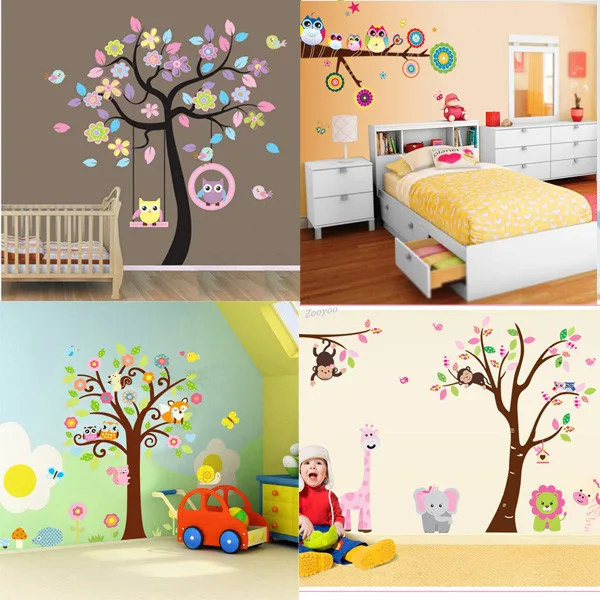 DIY Cute Owl Tree PVC Art Wall Stickers Decals Home Decor 