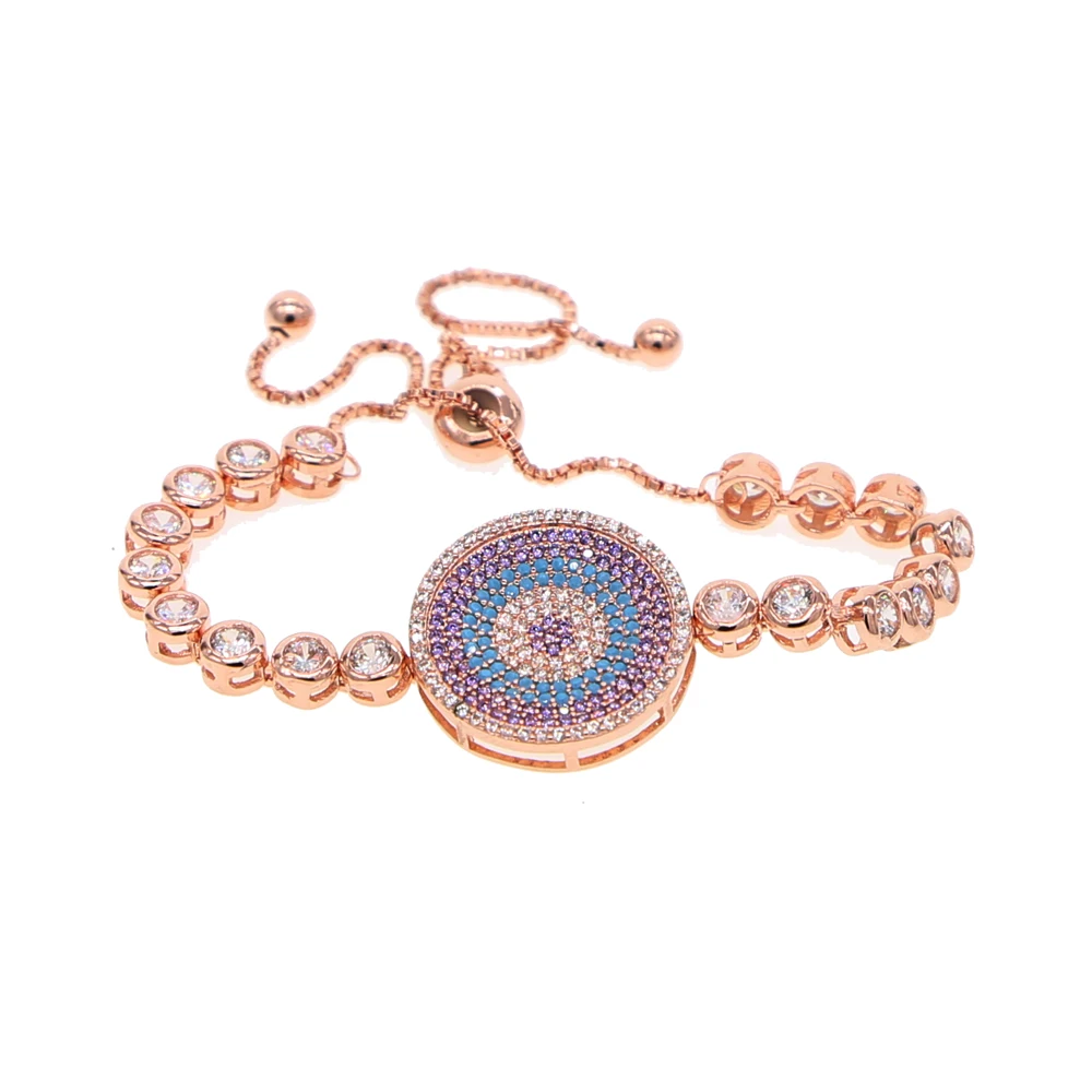 

gold silver rose gold 3 colors adjust sized girl women gift mix color round disco charm gorgeous lucky simple tennis cz bracelet