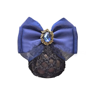 Fashion Office Lady Bow Tie Barrette Hair Clip Cover Bowknot Net Bun Deep Snood for Long Hair Hair Bands for Women - Цвет: C