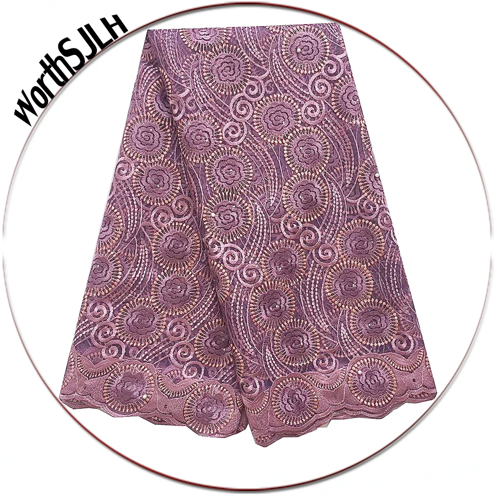 

Latest High Quality African Tulle Lace Fabric 2019 Purple Nigeria Cord Lace Fabric Lilac Wedding French African Lace Fabrics