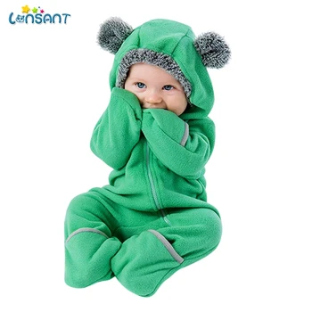 

LONSANT Baby Newborn Footies Hooded Solid Zpper Soft Newborn Clothes Kids Winter Warm Jumpsuuit For Babies One Piece Clothes N30