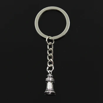 

Fashion 30mm Key Ring Metal Key Chain Keychain Jewelry Antique Silver Color Plated Castle Lighthouse 20x9mm Pendant