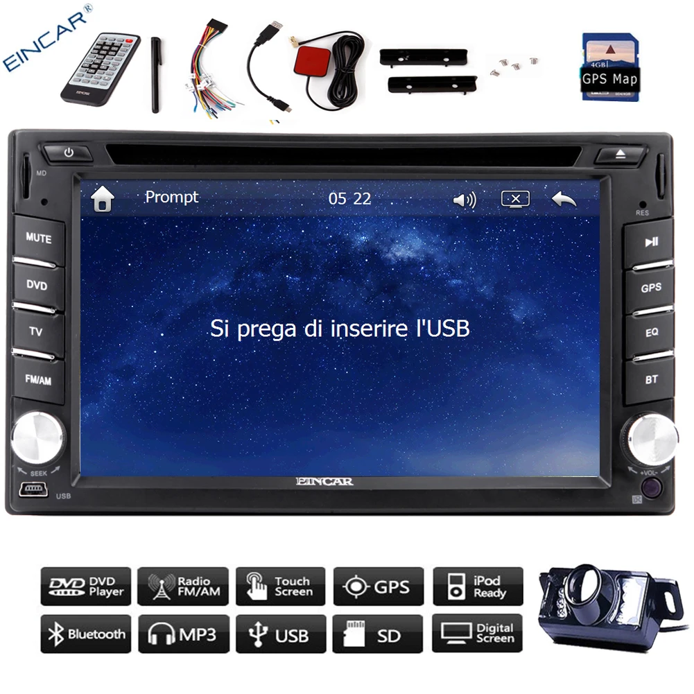 Top Logo 3D SD FM Autoradio USB EQ Audio Car DVD Player Stereo Video Touch Screen CD MP4 8GB GPS Map Music Radio Auto 2