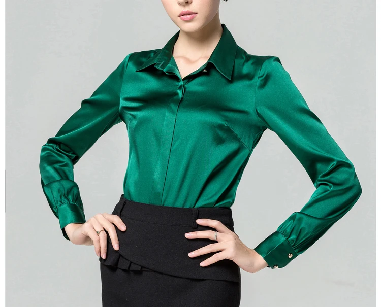 S XXXL women Fashion silk satin blouse 