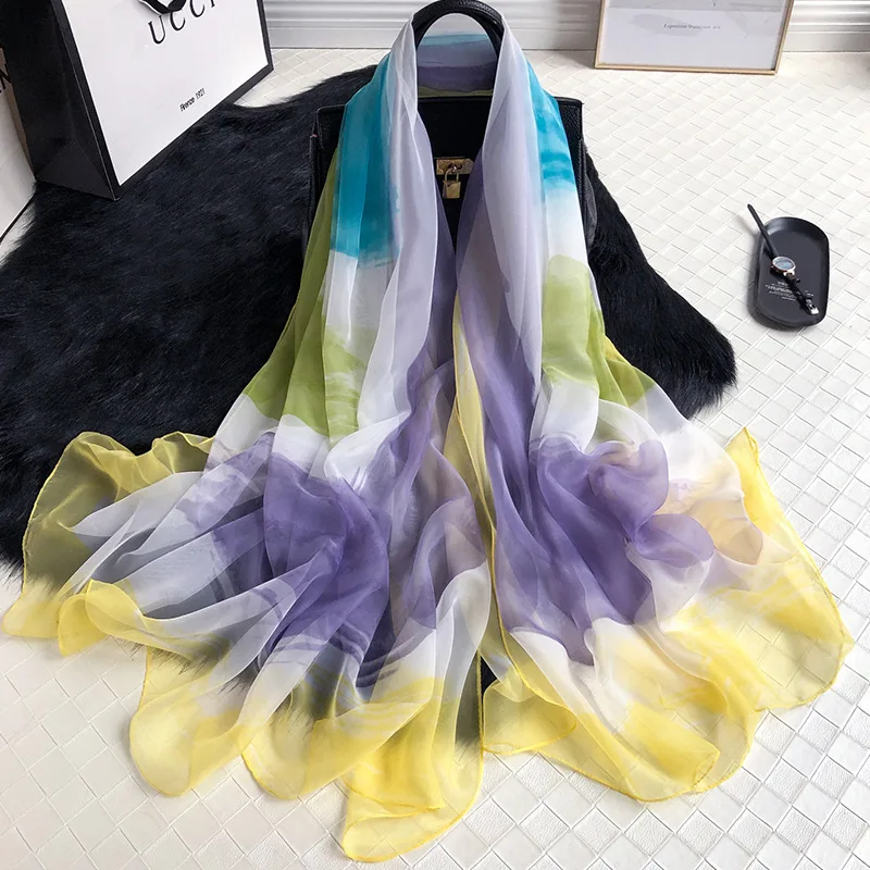 

2019 summer women scarf fashion print silk scarves for lady pashmina big size soft thin beach stoles foulard hijabs
