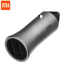 Оригинальное Xiaomi Mi автомобильное зарядное устройство 18 Вт Быстрая зарядка металлический корпус двойной USB подсветка для iPhone samsung huawei LG XS MAX быстрое зарядное устройство